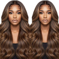 Perruque sans colle avec dentelle frontale, cheveux indétectables, ondulation naturelle, couleur ombrée P4/27
