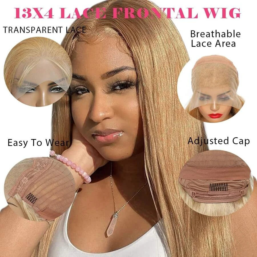 Honey Blonde 13x6 HD Lace Front Wig – Human Hair, 200% Density