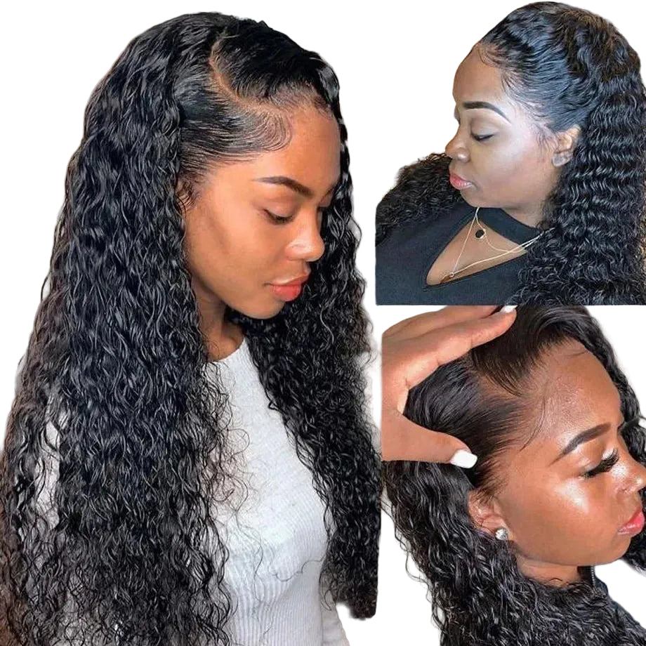 HD Transparent Lace Front Wig Deep Wave Human Hair