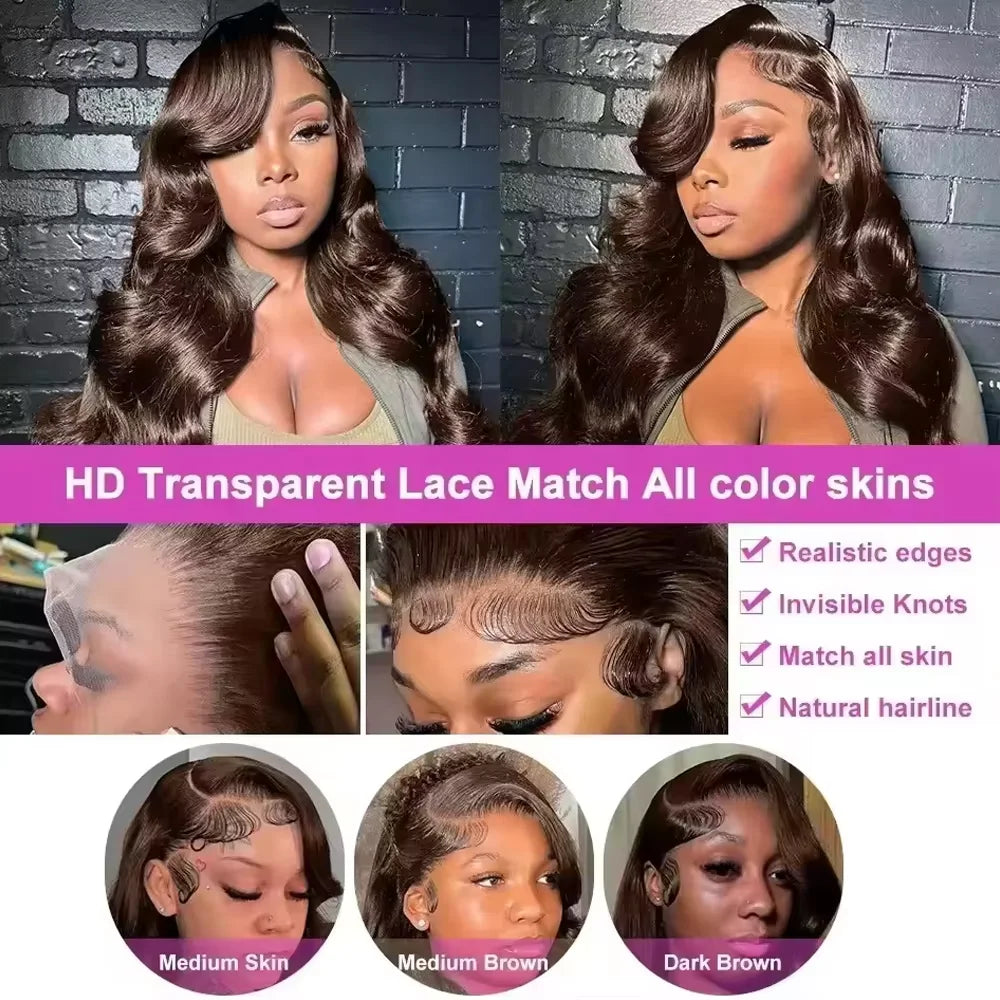 Chocolate Brown Body Wave HD Lace Front Wig