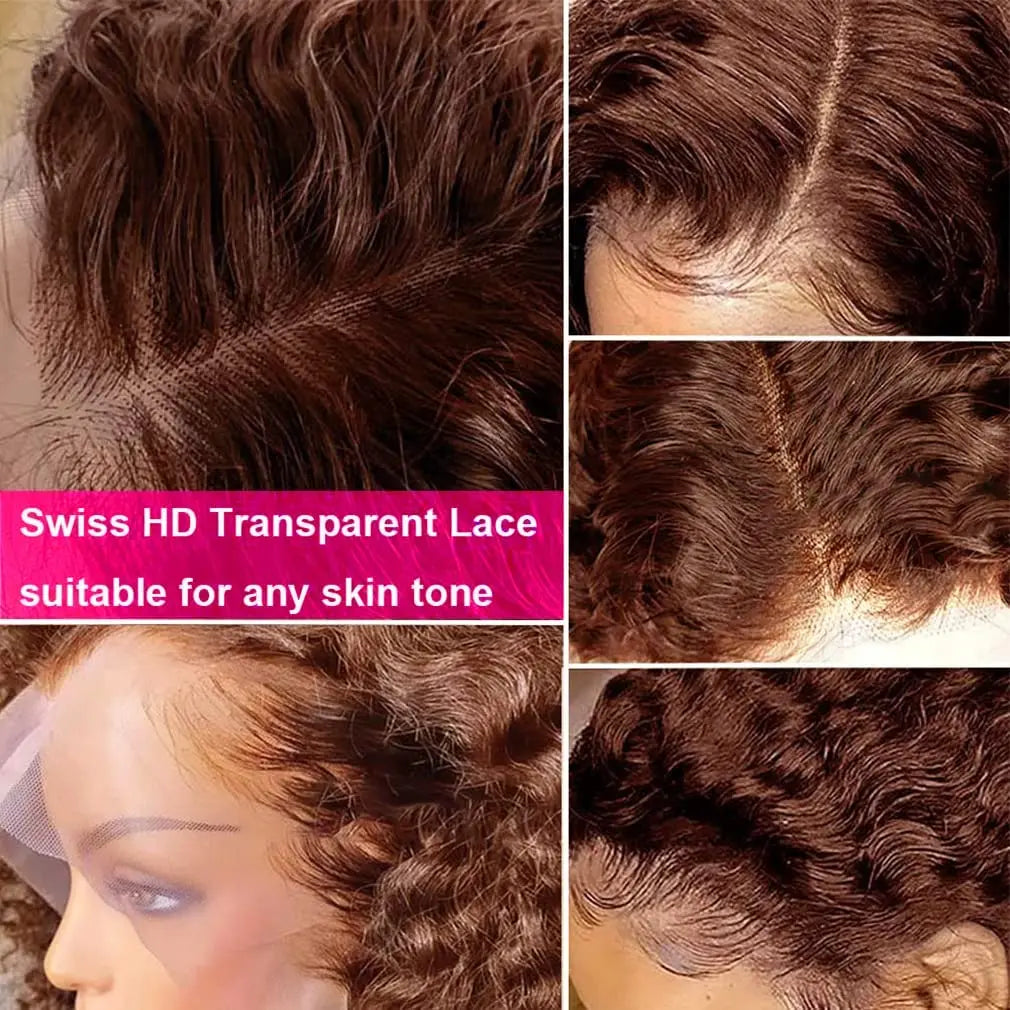 Reddish Brown Deep Wave Lace Front Wig Human Hair