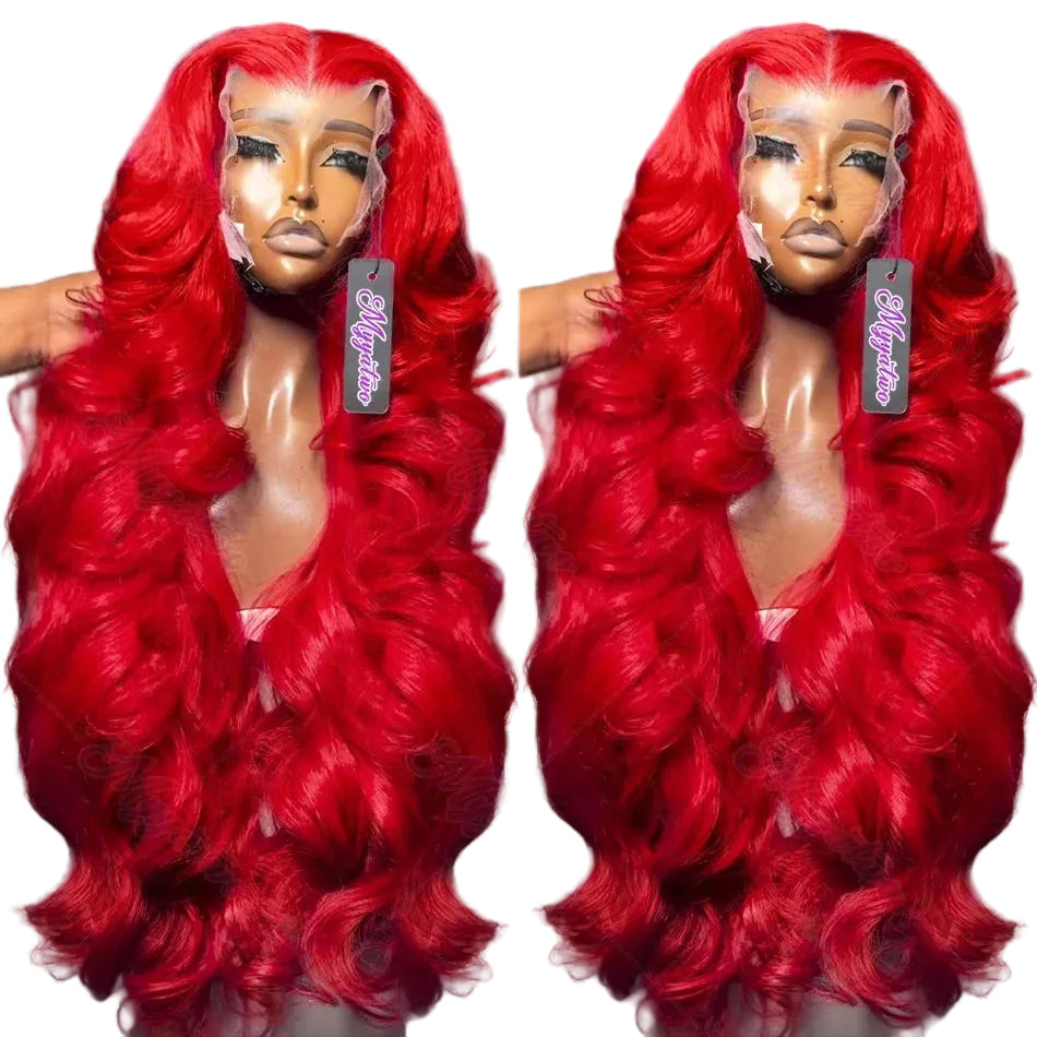 Red Body Wave HD Lace Front Wig Human Hair 30–38"