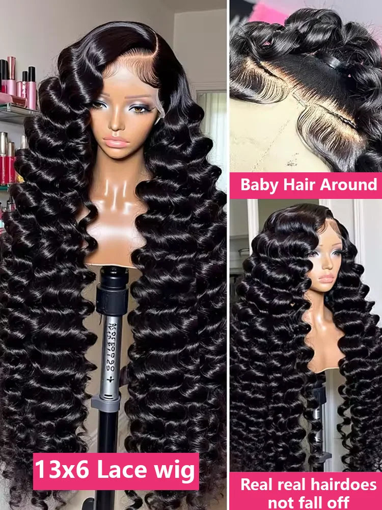 Perruque Lace Front 13x6 HD en Cheveux Humains Ondulés Profonds et Souples