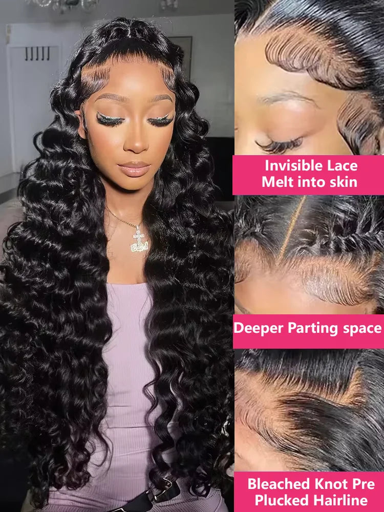 Perruque Lace Front 13x6 HD en Cheveux Humains Ondulés Profonds et Souples