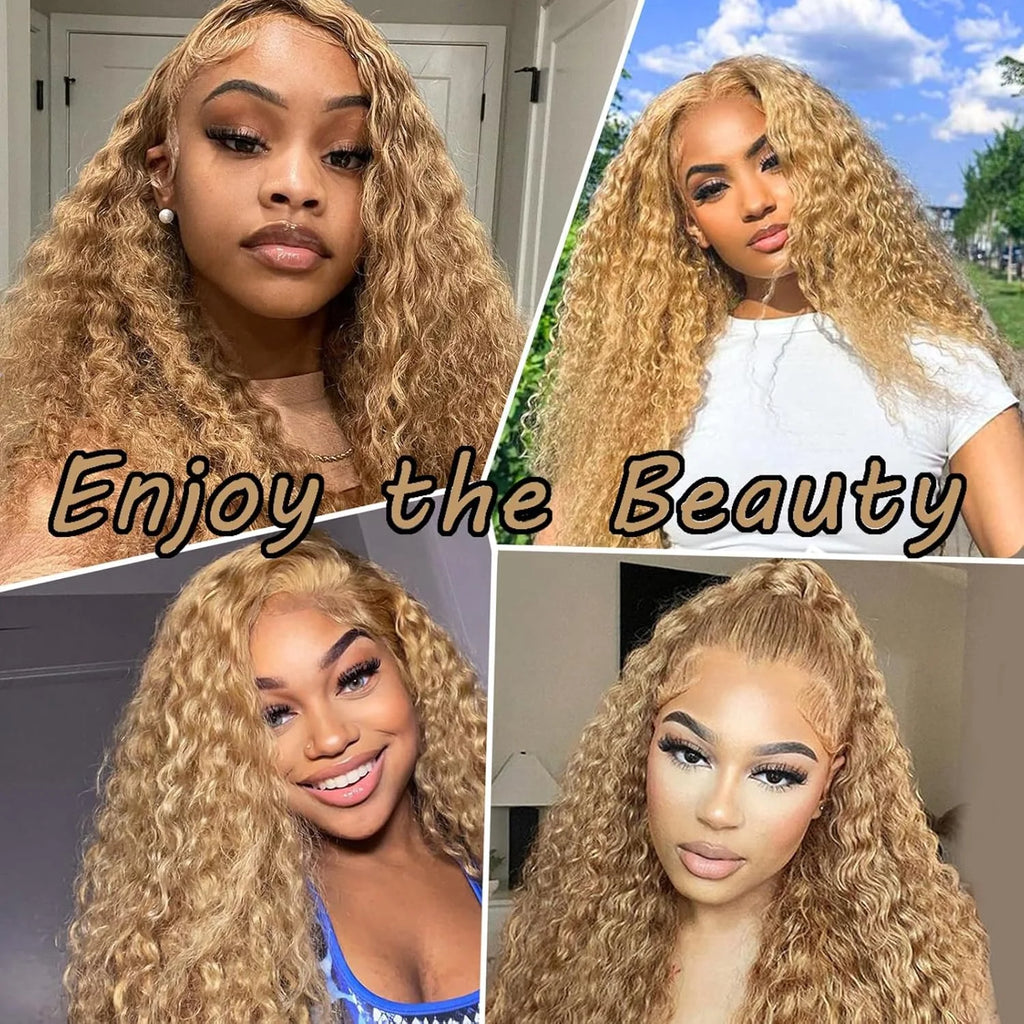 Honey Blonde Deep Wave 13x6 HD Lace Front Human Wig
