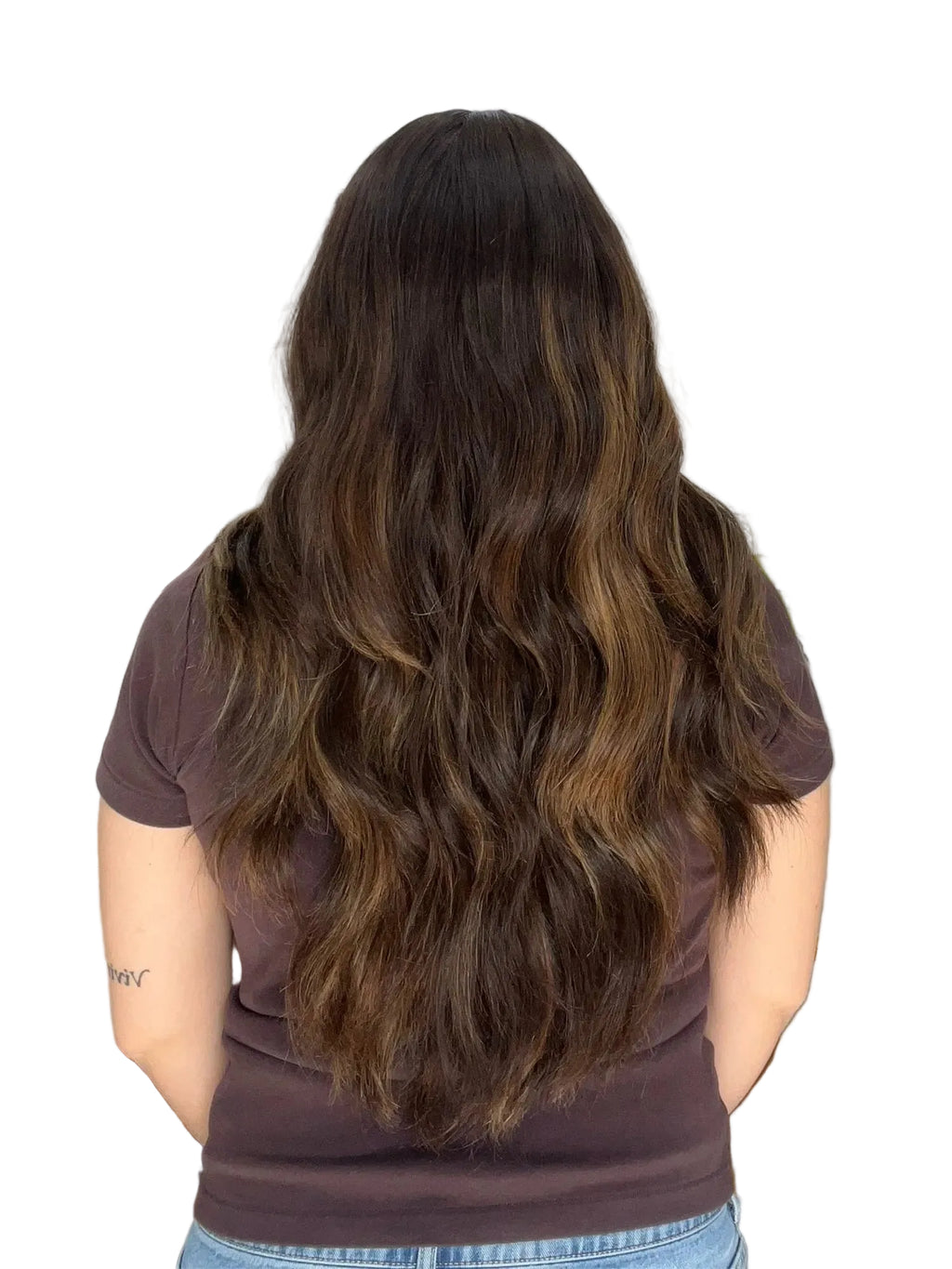 Long Body Wave Ombre Brown Synthetic Glueless Lace Wig