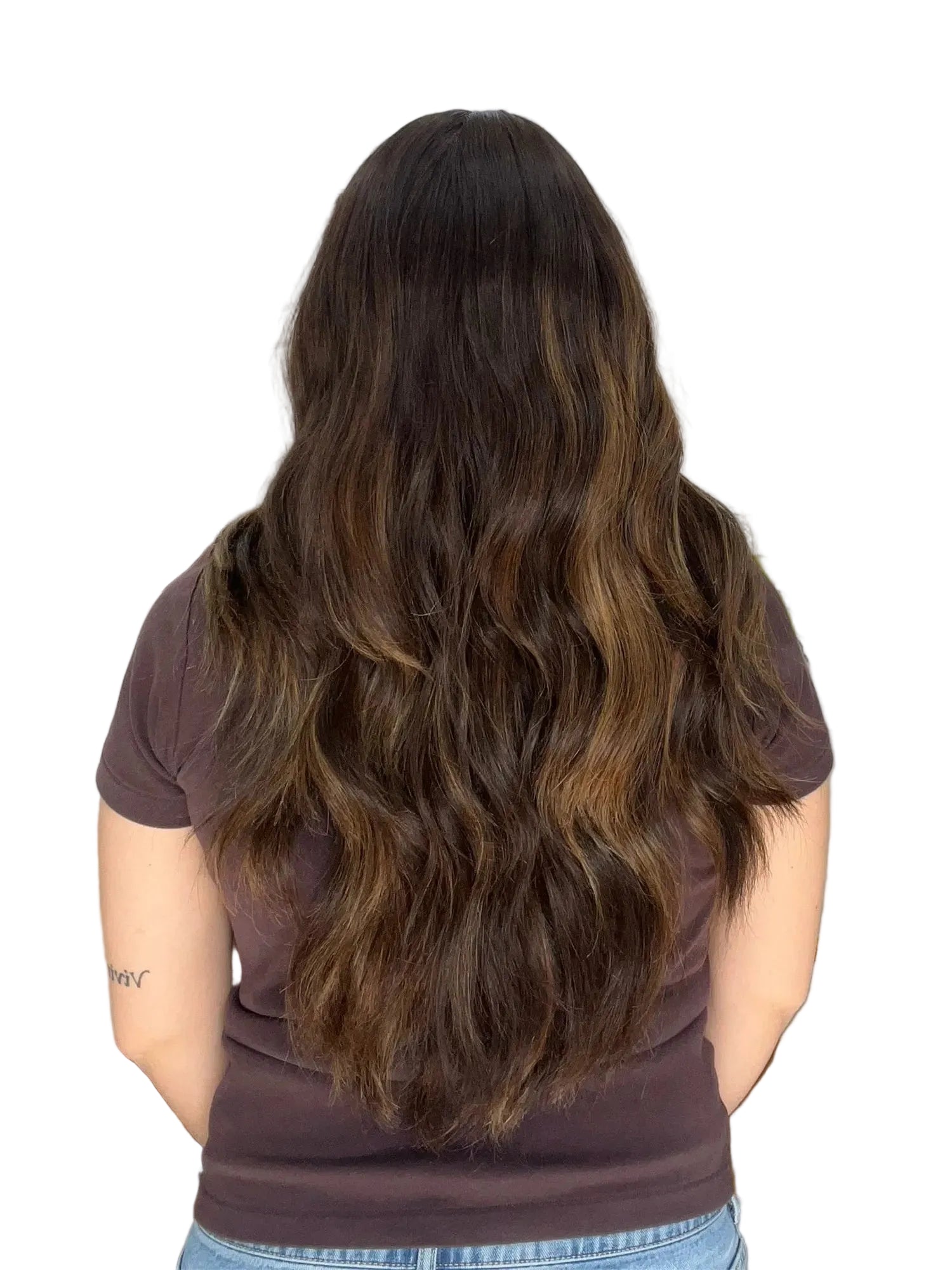 Long Body Wave Ombre Brown Synthetic Glueless Lace Wig