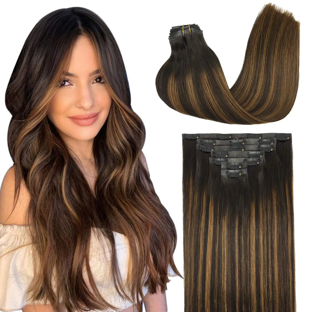 Seamless Clip In Human Hair Extensions – Invisible PU 150g