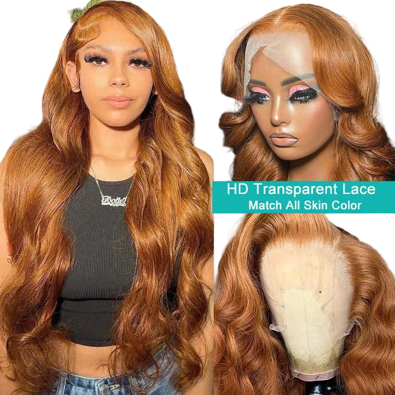Perruque de cheveux humains ondulés, frontale en dentelle, blond vénitien