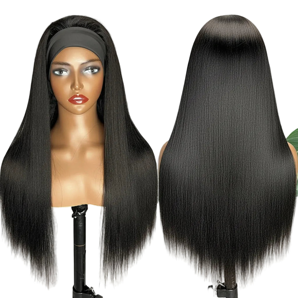 Straight Headband Wig Human Hair Brazilian – 200–250% Density