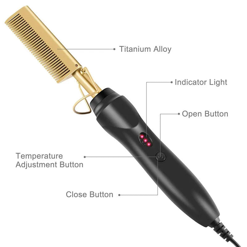 Brosse à lisser pour peignes chauds pour perruques et cheveux naturels