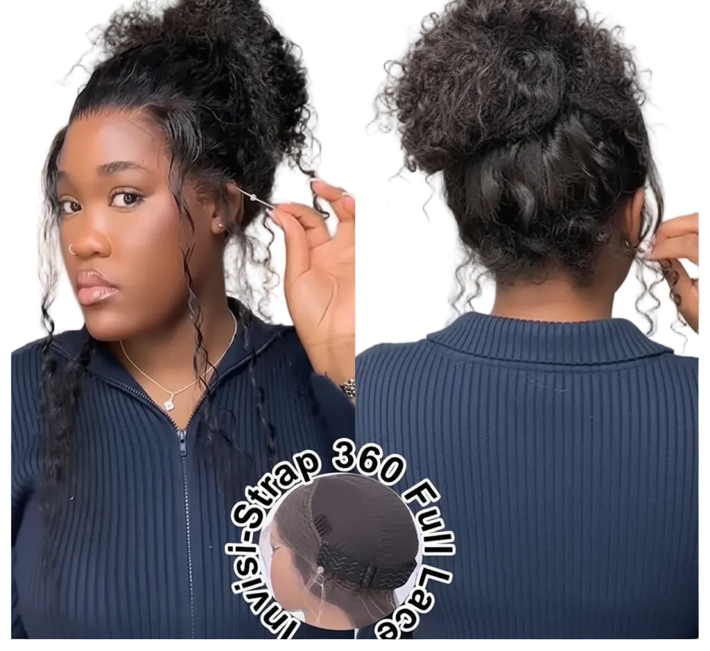 360 HD Full Lace Deep Curly Glueless Human Hair Wig 200% Density