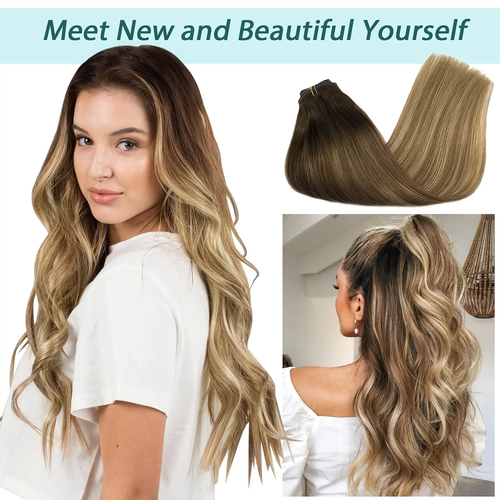 Seamless Clip In Human Hair Extensions – Invisible PU 150g