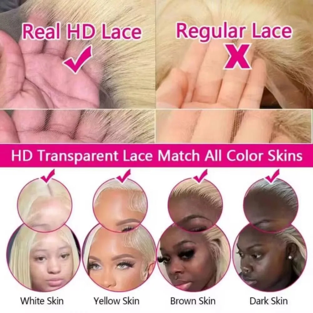 Blonde Short Bob Glueless 13x4 HD Lace Human Hair Wig
