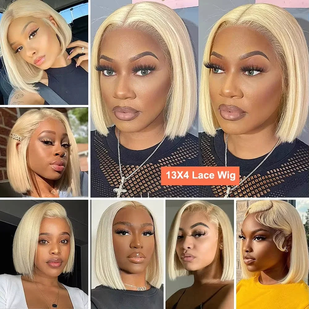Blonde Short Bob Glueless 13x4 HD Lace Human Hair Wig