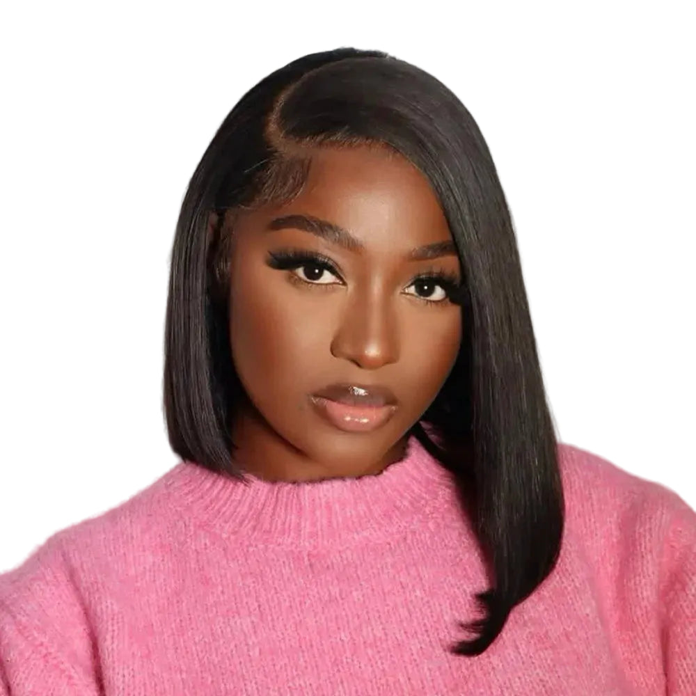 Short Straight Bob Glueless Human Hair Wig 13x4 HD Lace