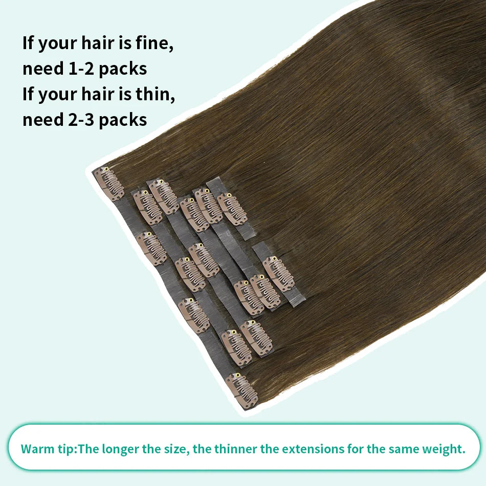 Extensions à clips invisibles en cheveux humains raides