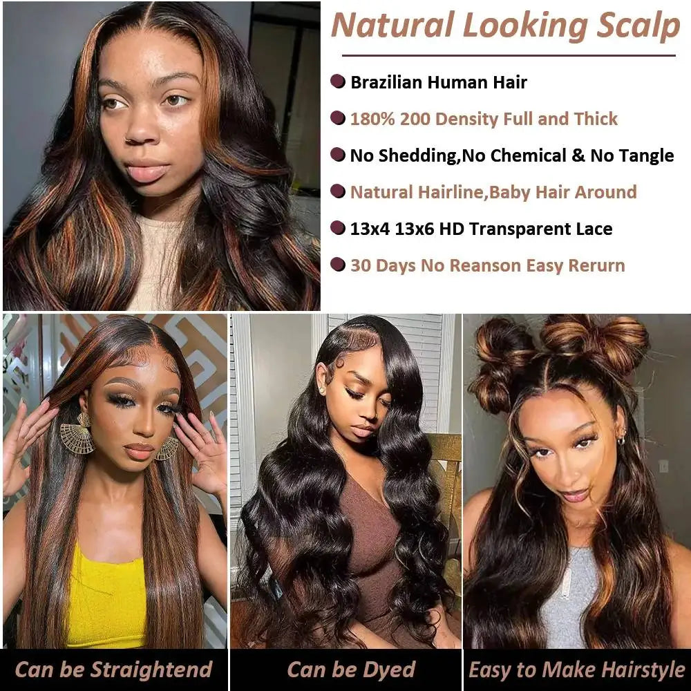 Highlight FB30 Straight 13x6 HD Lace Frontal Wig 220% Density