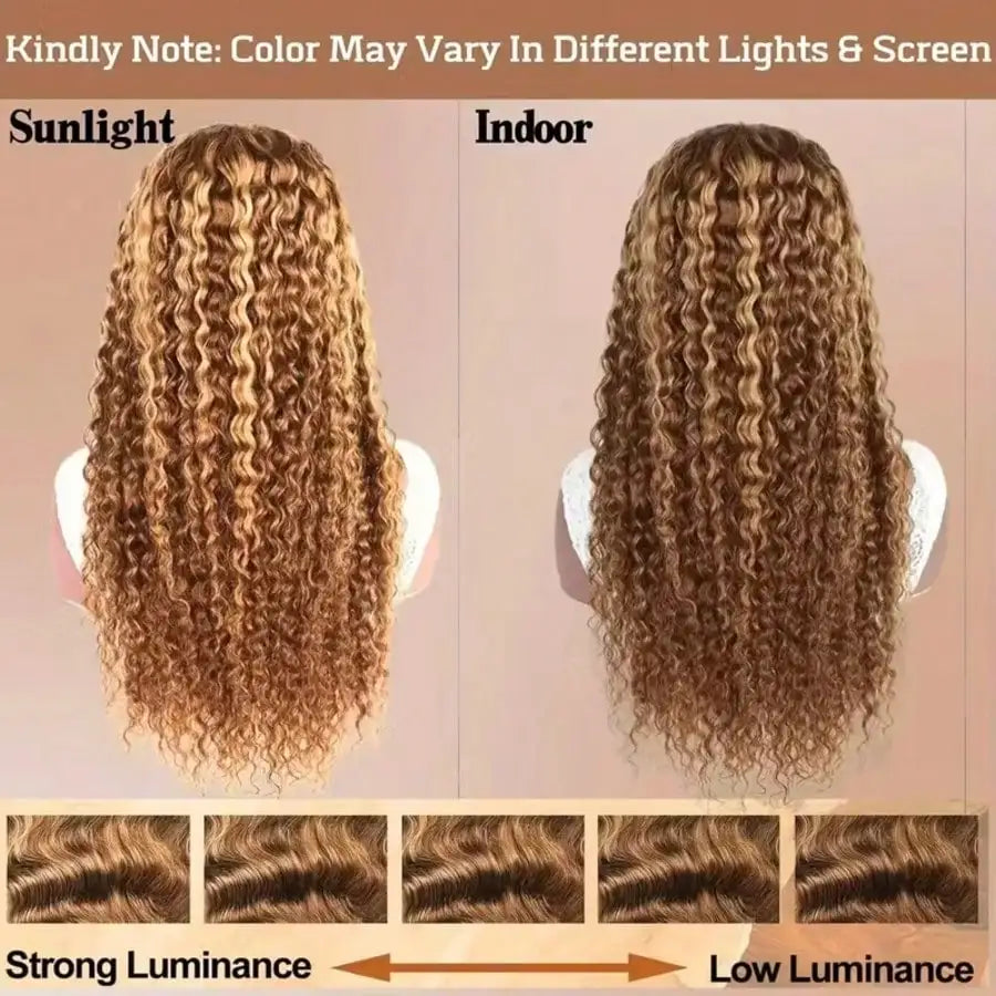 Deep Wave 360 Lace Front Wig Human Hair 250 Density Highlight