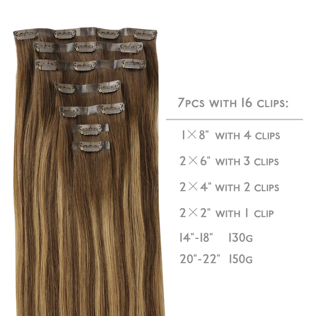 Seamless Clip In Human Hair Extensions – Invisible PU 150g