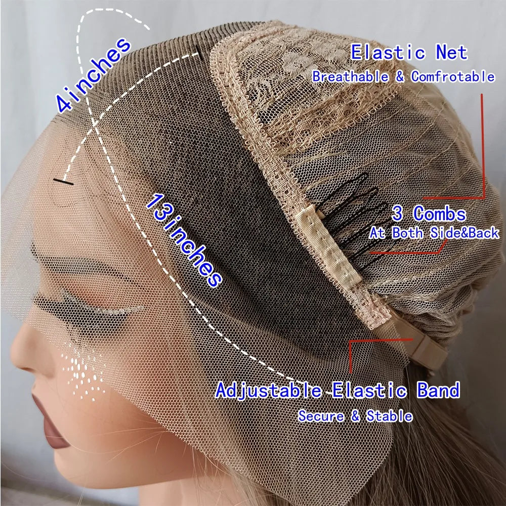 Perücke aus Kunsthaar mit HD-Lace-Front, ohne Kleber, natur-schwarz, glatt