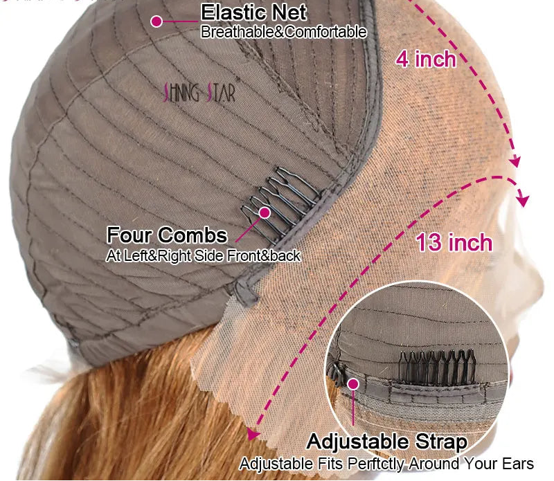 Ingwerblond 13x4 HD Lace Front Body Wave Echthaar-Perücke