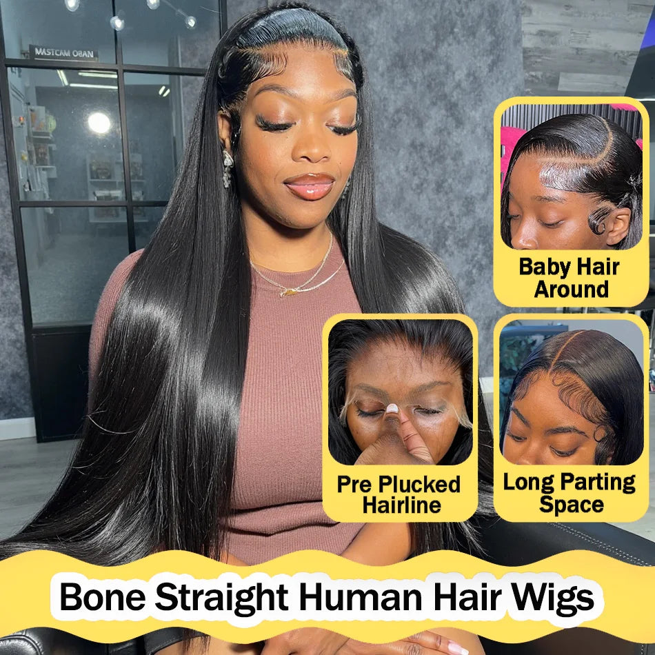 Bone Straight HD Lace Frontal Glueless Wig