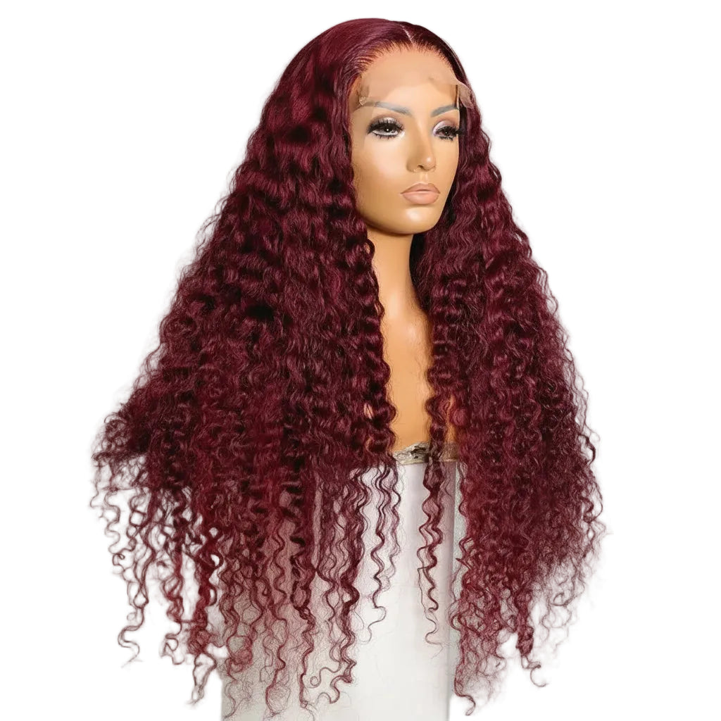 Burgundy Curly 13x6 HD Lace Frontal Human Hair Wig