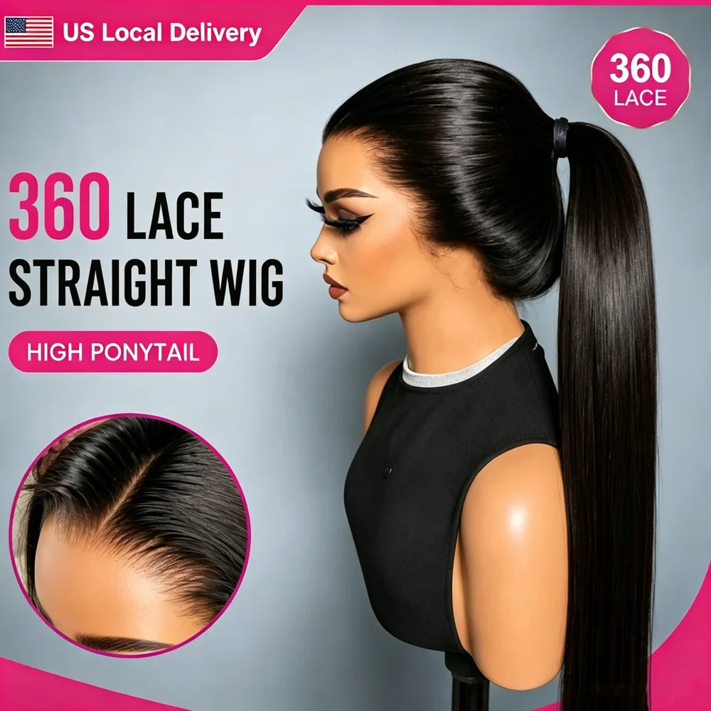 360 HD Lace Front Human Hair Perücke 250 % Dichte Gerade