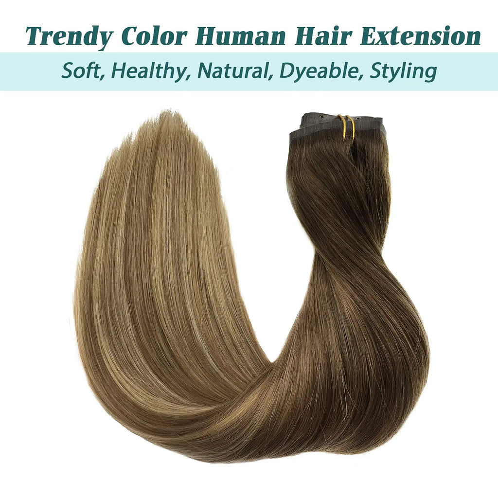 Seamless Clip In Human Hair Extensions – Invisible PU 150g