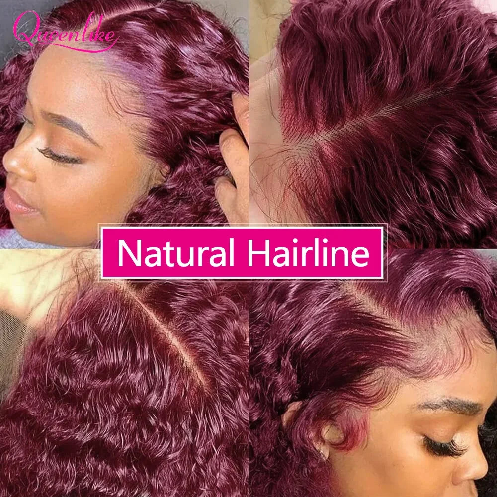 Burgundy Curly 13x6 HD Lace Frontal Human Hair Wig