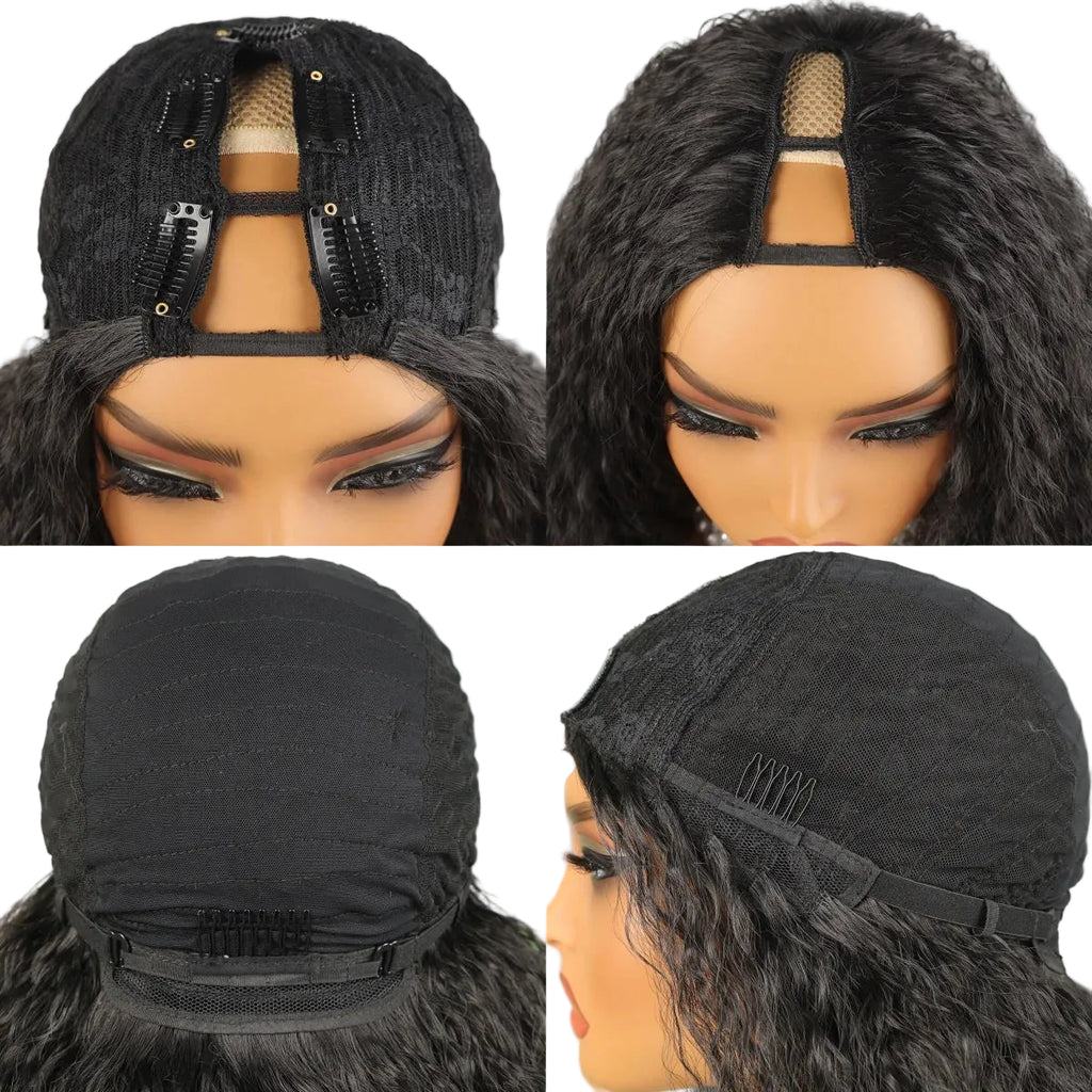 Afro Kinky Straight V Part Half Wig – Glueless