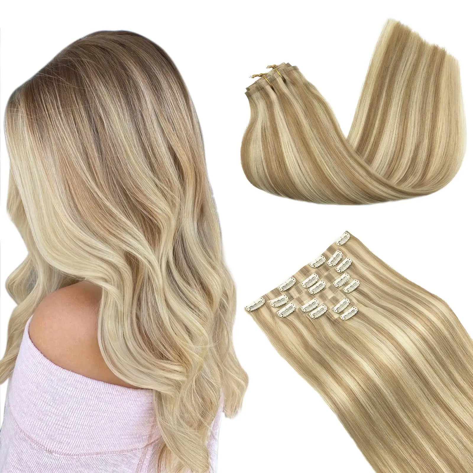 Seamless Clip In Human Hair Extensions – Invisible PU 150g