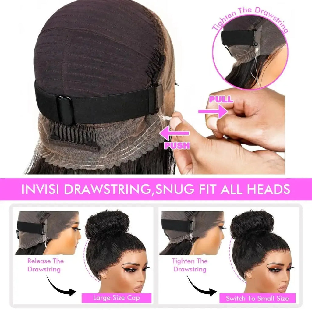 HD 360 Lace Glueless Deep Curly Human Hair Wig Invisible Strap