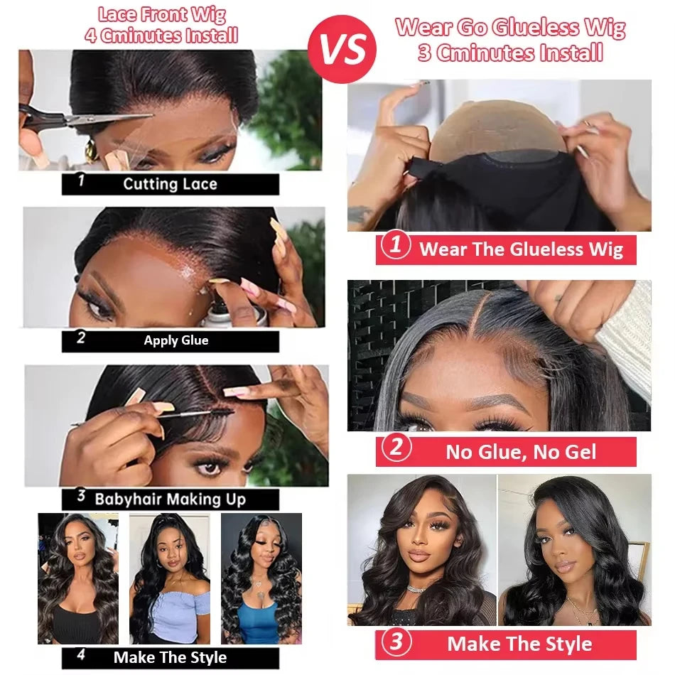 Perruque lace front Body Wave Cheveux humains – HD 13x6 & 360 sans colle
