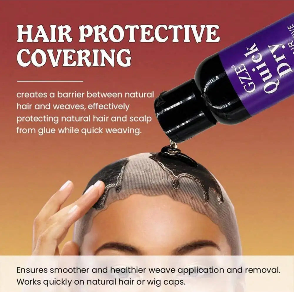 GZE Quick Weave Protective Shield Leave-In Conditioner for quick weave hair products, creating a barrier against glue damage.