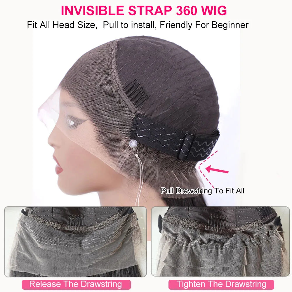 Perruque Lace Front HD 360 sans colle, brune chocolat, bouclée birmane