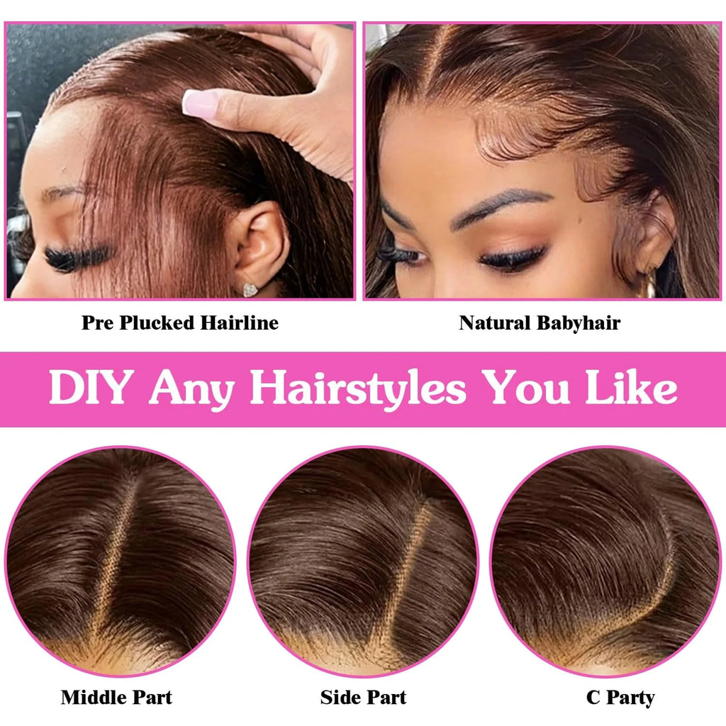 Chocolate Brown Body Wave HD Lace Front Wig