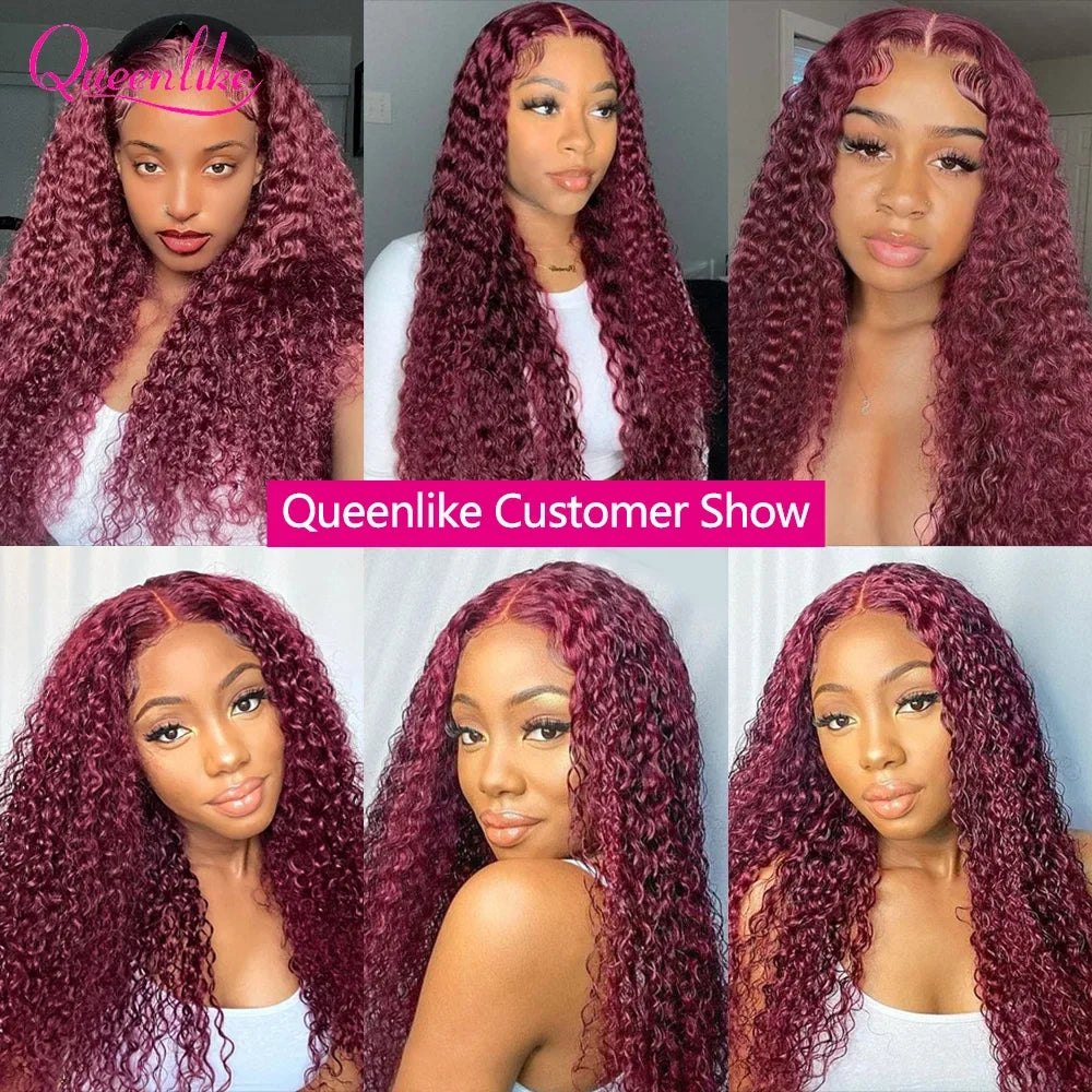 Burgundy Curly 13x6 HD Lace Frontal Human Hair Wig