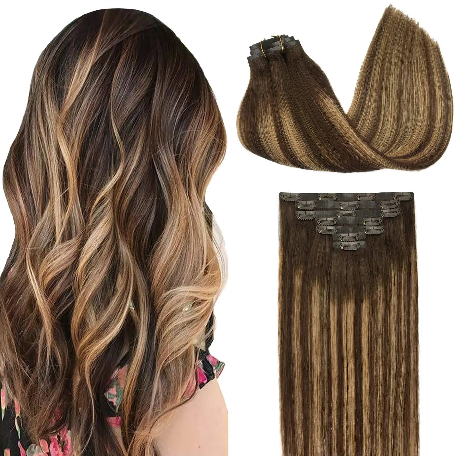 Seamless Clip In Human Hair Extensions – Invisible PU 150g