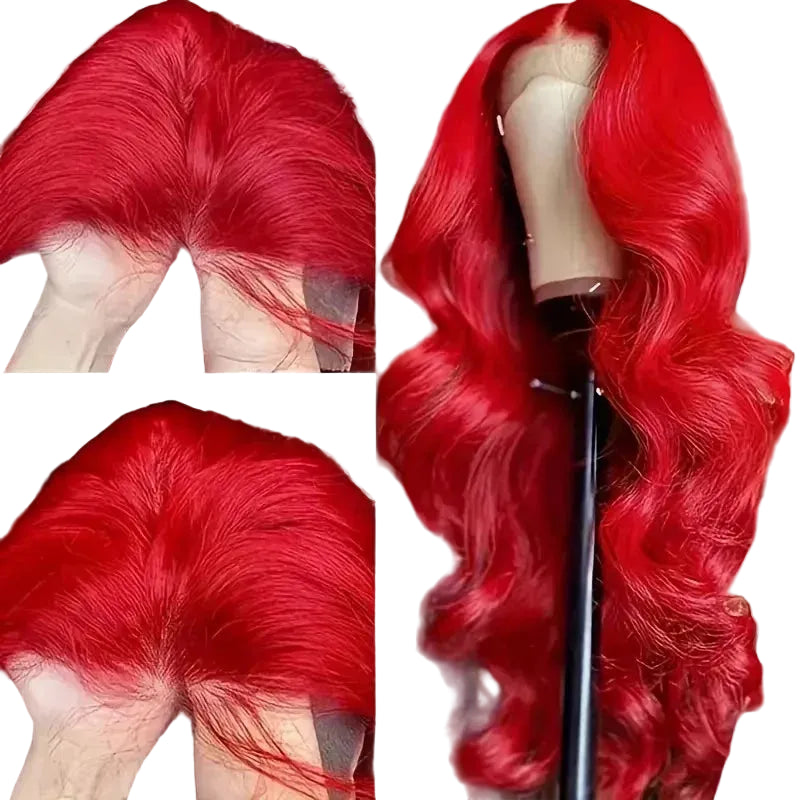 Red Body Wave HD Lace Front Wig Human Hair 30–38"