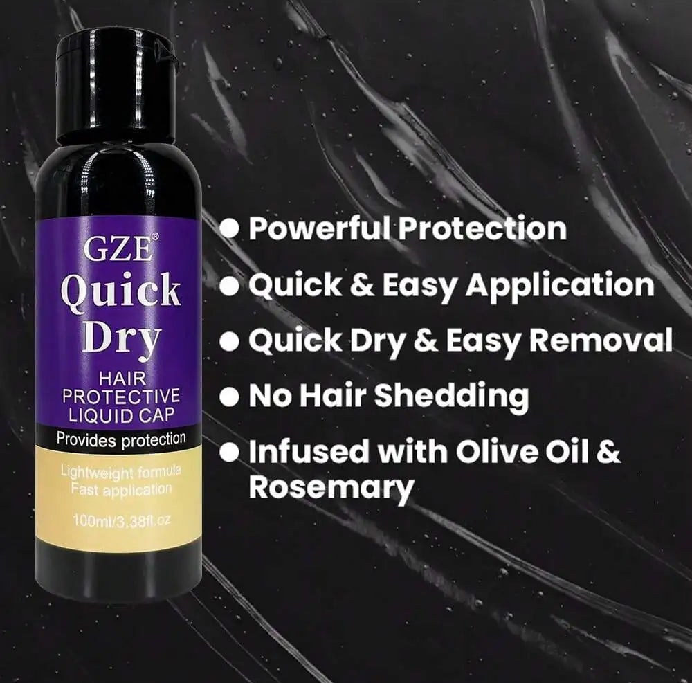 GZE Quick Dry Hair Protective Liquid Cap for quick weave hair products with powerful protection and easy application.