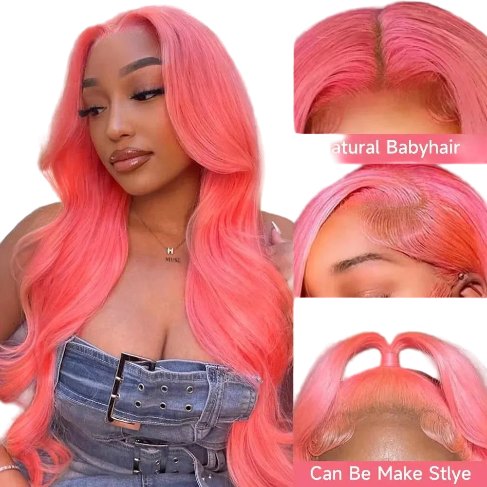 Pink Body Wave 13x6 HD Lace Frontal Brazilian Human Hair Wig