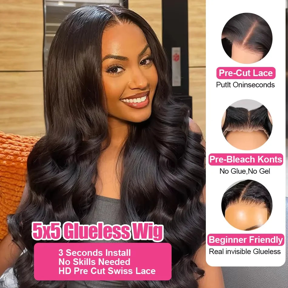 Perruque lace front Body Wave Cheveux humains – HD 13x6 & 360 sans colle