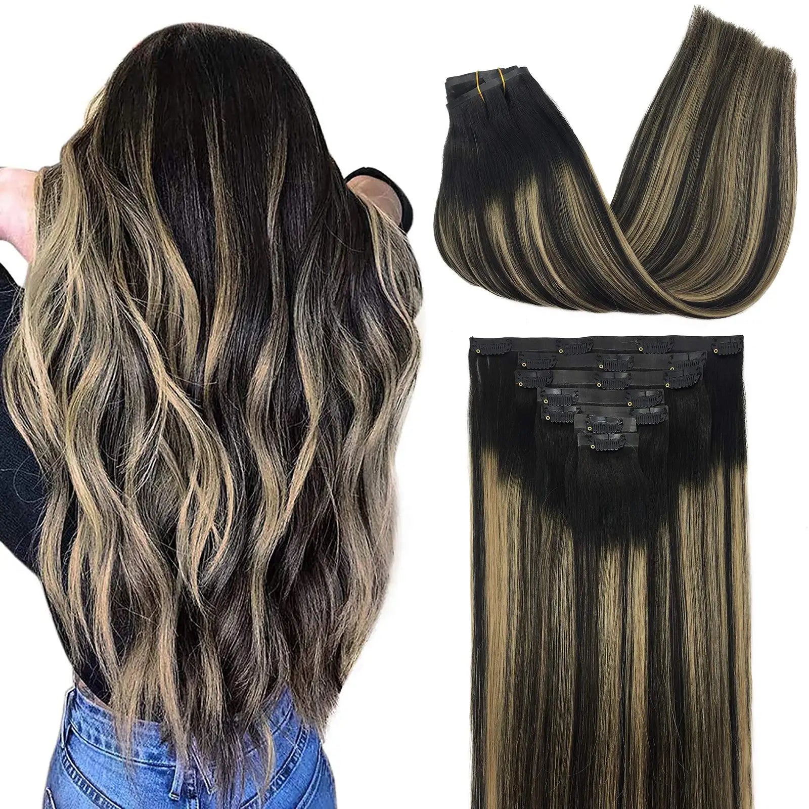 Seamless Clip In Human Hair Extensions – Invisible PU 150g