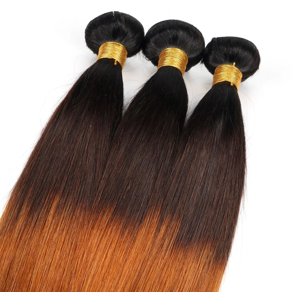 Ombre Straight Human Hair Bundles T1B/4/30 – Brazilian