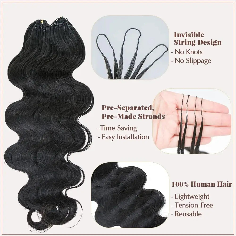 Extensions de cheveux humains au crochet Miracle Knots – Ondulation naturelle bohème