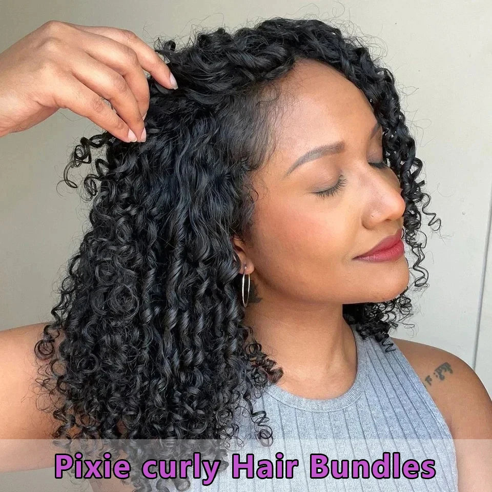 Mèches de Cheveux Humains Pixie Bouclés Vierge 16A