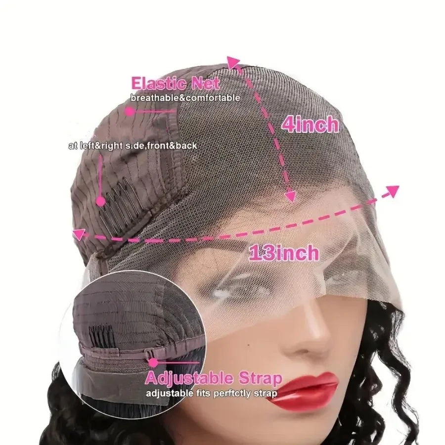 HD Transparent Lace Front Wig Deep Wave Human Hair