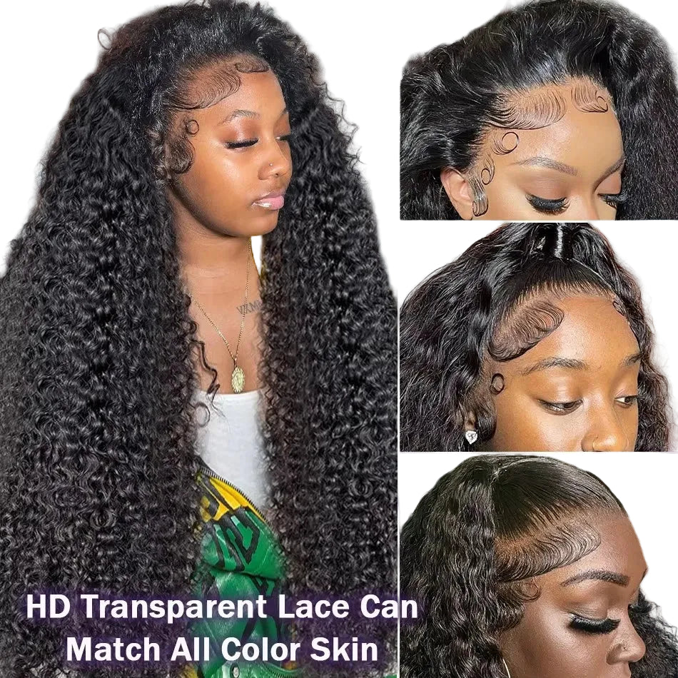 360 HD Full Lace Deep Curly Glueless Human Hair Wig 200% Density
